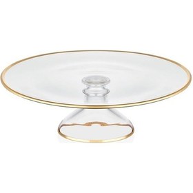 Resim Decorium Cam Ayaklı 33 Cm Servis Tabağı Dalia Altın M06460-ab Şeffaf 