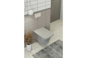 Resim Turkuaz Ibiza Asma Klozet + Klozet Kapağı Renk Mat Gri 