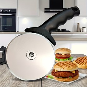 Resim 1pc Paslanmaz Çelik Pizza Kesici, Polipropilen Sap, Tek Rulo Kesme Bıçağı, Ev ve Profesyonel Fırın Aleti, Pizza Servis için Mutfak Aparatı 