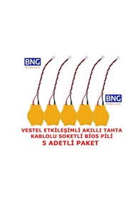 Resim Vestel Uyumlu Faz-1 Akıllı Tahta Kablolu Soketli Bios Pili 5 Adet 