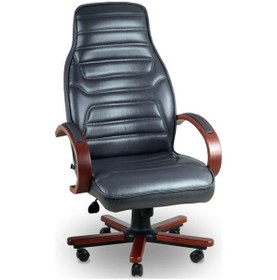 Resim Salvador Ahşap Siyah Deri Makam Koltuğu Siyah Deri 