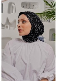 Resim Afvente Çiçek Desen Beyaz Soft Pamuk Eşarp 