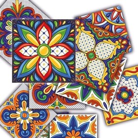 Resim Tink Kendinden Yapışkanlı Karnaval Desenli Pvc Karo, Yapışkanlı Fayans Kaplama, Fayans Çıkartması, Zemin Duvar Karosu 20x20 cm (6 Adet/0,24 m2) 