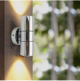 Resim Çift Yönlü İç ve Dış Mekan Duvar Aplik Krom-gümüş Led Ampul Dahil Gümüş 