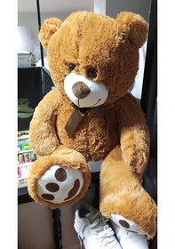 Resim Peluş 100 Cm Patili Sevimli Kahverengi Ayı Uyku Arkadaşı Çok Renkli 