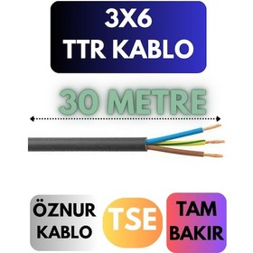 Resim Öznur 3x6 Ttr Kablo Metre Seçenekli Siyah - 30 Metre 