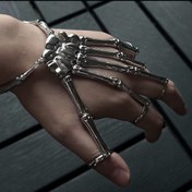 Resim Erkek Gotik Punk Metal Parmak Kemiği Bileklik ve Yüzük Seti - Koyu Fantastik El Yapısı İnce Tasarım, Siyah ve Bitiş, Cadılar Bayramı veya Rahat Giyim için Mükemmel, Cadılar Bayramı Aksesuarları | Keskin Aksesuar | Dayanıklı Bileklik 