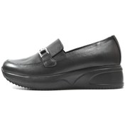 Resim Beety 2237 Hakiki Deri Siyah Ortopedik Dolgu Topuk Kadın Ayakkabı 