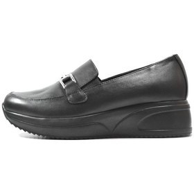 Resim Beety 2237 Hakiki Deri Siyah Ortopedik Dolgu Topuk Kadın Ayakkabı 