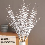 Resim 5 Adet Beyaz Erik Dalı Jasmin Simülasyon Çiçeği, El Twistli Çiçek Dalı Simülasyon Ölü Dal, Plastik Malzeme, Masaüstü Ev Dekoru için Noel Yılbaşı 