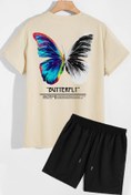 Resim Trend Sizde Unisex Butterfly Sırt Baskılı Şort T-shirt Eşofman Takımı 