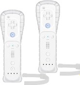 Resim Yosikr Wii Controller 2 Pack, Wii Remote Controller with Silicone Case and Wrist Strap Compatible for Wii/Wii U (White and White) 