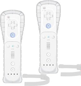 Resim Yosikr Wii Controller 2 Pack, Wii Remote Controller with Silicone Case and Wrist Strap Compatible for Wii/Wii U (White and White) 
