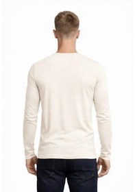 Resim Axxel Erkek Açık Krem Pamuklu Likralı Süprem Uzun Kollu T-shirt-d236 Açık Krem 