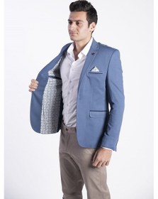 Resim Sposo G-194 Dar Kalıp Örme Kumaş İndigo Erkek Blazer Ceket İndigo 