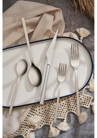 Resim Emsan Sedir 60 Parça 12 Kişilik Çatal Kaşık Bıçak Takımı Gümüş 