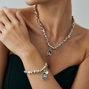 Resim 2 Adet Şık Düzensiz CCB Boncuklu Kadın Kolye Seti - Lüks Yumuşak Akrilik Köprüçlük Zinciri + Bilezik 