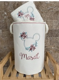 Resim HS Hometex Minnie Mouse Nakışlı Bez Kirli & Oyuncak Sepet Seti 