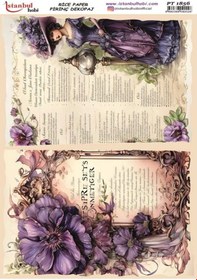Resim Pirinç Dekopaj Kağıdı 30x42cm Pt-1856 Yazı Kadın Çiçek 