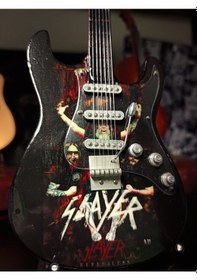 Resim Slayer Rock Müzik Grubu Elektro Gitar El Yapımı Ahşap Minyatür He 