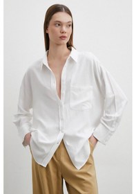 Resim Keten Karışımlı Linen Prunes Gömlek Beyaz Beyaz 