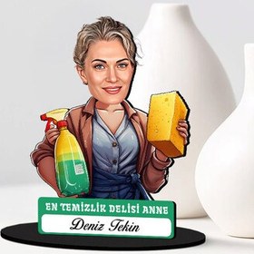 Resim Temizlik Delisi Anne Karikatürlü Biblo 