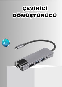 Resim Alüminyum Kasalı Macbook Usb-c Hub 4k Hdmı, Usb 3.0, Sd/tf Kart Girişi, Pd Şarj Desteği 