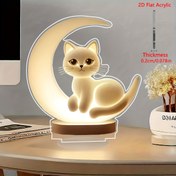 Resim 2D Düz, 2D Düz Akrilik Baskılı Kedi Ay Deseni - Bohem Tarzı Ayı ve Sevimli Kedi Masaüstü Dekorasyonu, Pil Gerektirmez Ev Ofisi Dekorasyonu, Kedi Severler İçin Mükemmel Hediye, 11 Festivali Karşılar, 2D Düz 