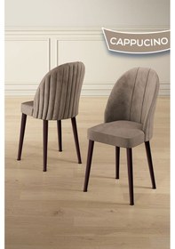 Resim Canisa Mara Serisi 1 Adet Cappucino Babyface Kumaş Siyah Metal Ayak Mutfak Sandalyesi Cappucino Sandalye Siyah Ayak 