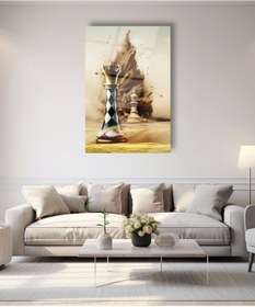 Resim BestSanat Şah Satranç Teması Cam Tablo 