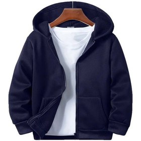 Resim Ahengim Kız - Erkek Çocuk Basic Fermuarlı Kalın 3 İplik Kışlık Okul Sweat Ak1815 Lacivert 