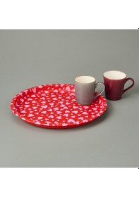 Resim Sarkapp Kalpli Metal Tepsi - Kırmızı / Pembe - 35x35 Cm Çok Renkli 