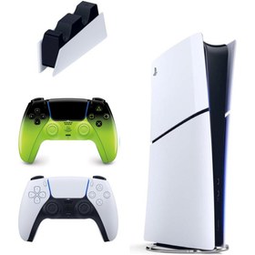Resim Sony Playstation 5 Slim dijital 825GB + 2.kol Dualsense Remix Green + Ps5 Şarj İstasyonu (İthalatçı Garantili ) 