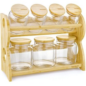 Resim Bambum Bench Standlı 8 Parça Cam Baharat Takımı 