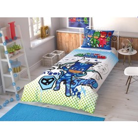 Resim Taç Lisanslı Pj Masks Çek Canlandır Tek Kişilik Nevresim Takımı (366648704) 