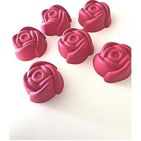 Resim Pink Rose Bybirgul Mini Silikon Gül Kek Kalıbı Kırmızı 