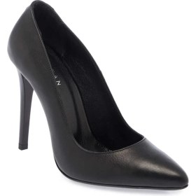 Resim Tergan Siyah Hakiki Deri Kadın Stiletto - K24I1AY67482-A23 