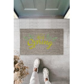 Resim Çok Amaçlı Dijital Baskı Gri Hello Spring Dış ve Iç Mekan Paspas 
