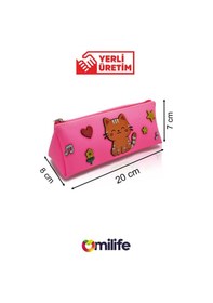 Resim Kedi Tasarımlı Pvc Kalem Kutusu Dayanıklı Silikon Yapı, Çocuklar İçin Şık Ve Pratik Saklama Kutusu, Çevre Dostu Ve Uzun Ömürlü Pembe 