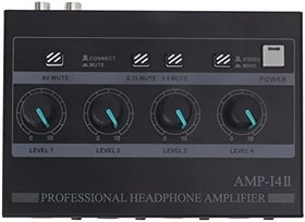 Resim Kulaklık Amplifikatörü, Kompakt Ve Taşınabilir 4 Kanallı Kulaklık Amplifikatörü 100-240V Beş Aşamalı Düğmeler (AB fişi) 
