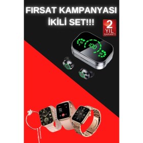 Resim Astraltech Yeni Nesil Kaliteli Akıllı Saat ve Kablosuz Bluetooth Kulaklık Yüksek Ses Kaliteli 