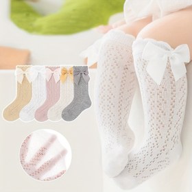 Resim Genç Kızlar İçin Moda Fiyonklu Tekne Çorapları, File Nefes Alabilen Rahat Günlük Tarz Nötr Çoraplar, Gençlerin Her Mevsim Dışarıda Giymesi İçin Uygun 