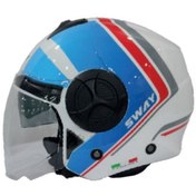 Resim Sway 737 Double White Blue Red L Beden Kask 