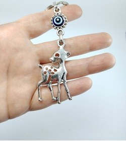 Resim Nazar Boncuğu Anahtarlık Metal Geyik Figürü Hediyelik Aksesuar 