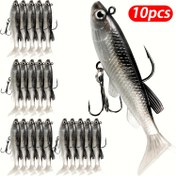 Resim 10 Adet Yumuşak Plastik Yüzme Yemleri, Paddle Kuyruklu Balıkçılık Başlıkları, Levrek ve Alabalık için Batırma Yemi Seti (Tuzlu/Su İçin Uygun), Balıkçılık Ekipmanları ve Hediye 