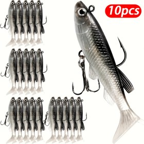 Resim 10 Adet Yumuşak Plastik Yüzme Yemleri, Paddle Kuyruklu Balıkçılık Başlıkları, Levrek ve Alabalık için Batırma Yemi Seti (Tuzlu/Su İçin Uygun), Balıkçılık Ekipmanları ve Hediye 