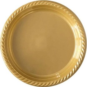 Resim My-ebi Altın Renkli Parti Davet Plastik Tabak - 17 Cm. - 25 Adetlik Paket Altın 