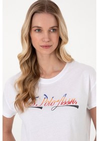 Resim U.S. Polo Assn. Kadın Beyaz Bisiklet Yaka Tişört 50299735-VR013 