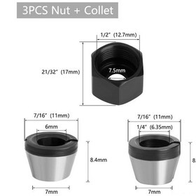 Resim Dofolink Lavıe 3 Parça Ahşap Tezgahı Aksesuarı: 6mm-6.35mm Somun Dönüştürücü, Karbon Çelikten Yapılmış Hassas Testere Ucu Klembi 