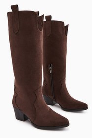 Resim Limoya Frida Kahve Süet Western Kadın Çizme 